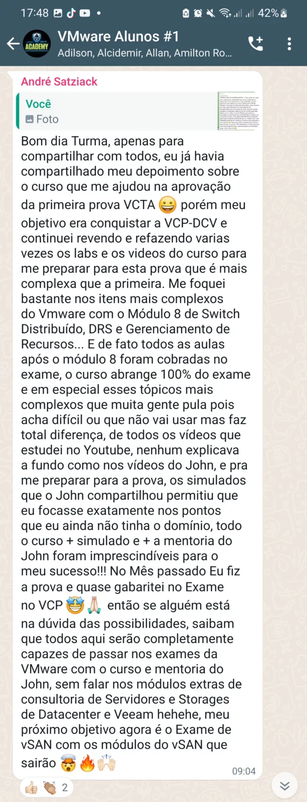Depoimento de André Zat sobre a formação com o John
